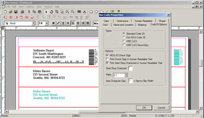Add bar codes to labels